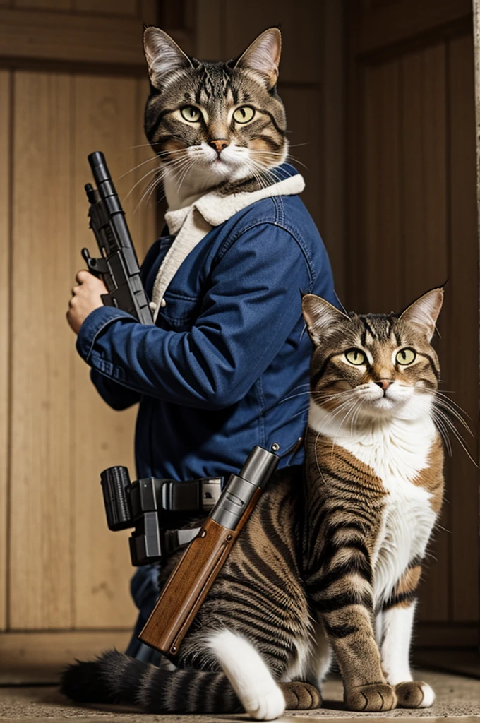 a cat with a gun 