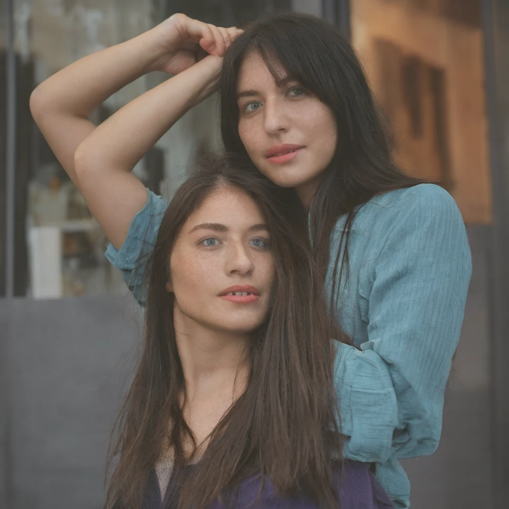 1 girl, 19yearsold, instagramart, hyper realistic digital influencer, blue haired, long hair, divine body and clear skin, striking freckles on the face, Brazilian, fully body, greeneyes, breasts big, Waist slender, wide hip, redgown, dusty clothes,((sharpy face, face detailed, lifelike face, skin natural, realisic skin, skin detailed, pores)),high quality, best qualityer, work of art, cinematic lighting, ((perfects eyes, detailedeyes,realisticeyes)), morning, claro background, (no shopping, atmosphere of joy, Purple style, cheerful lighting, subdued colors, subtle), cloused mouth, Full arm, body detailed, detailed mouth, roupa moderna,a selfie of a pretty young girl, taken with iphone camera