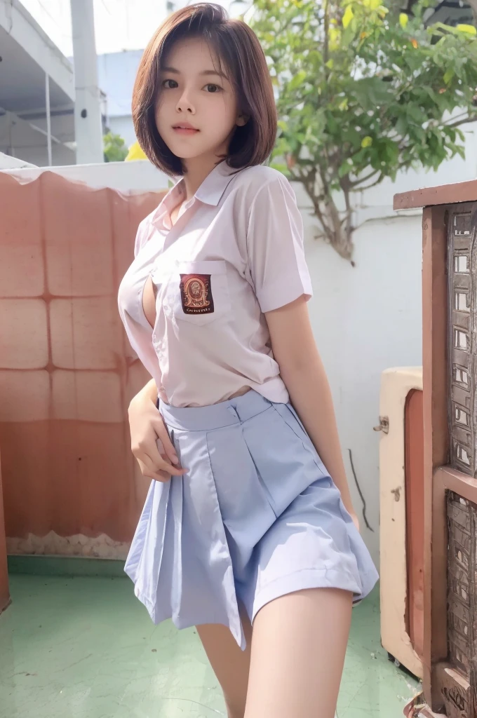 RAW, Best quality, high resolution, masterpiece: 1.4), Japan face mix Russian. slim, slender and tall. white skin. Oval face.wearing senior high school clothes, unbuttoned loose opened clothes, showing nude breasts and vagina. Beautiful young indonesian girl with short wavy hair, showing one , big , sex pose, showing vagina, open legs showing vagina, porn, dildo on vagina, sensual body, muscular body, on the stage of a nightspot ((senior high school clothes)), orgasm, highres, 4k, HDR, 1girl, photorealistic, realistic, big breasts, short wavy hair, ((whole body)) turning away facial at viewer, closeup, public clubbing background