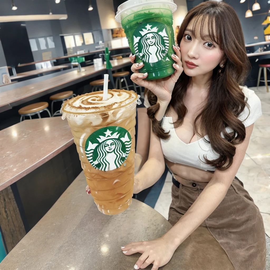 close up photo of starbucks drink being held by a girl's hand, aesthetic instagram story --ar 9:16 --style raw --stylize 50