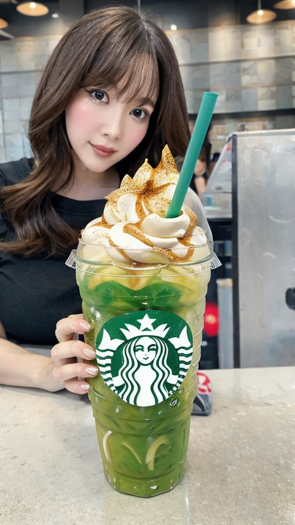 close up photo of starbucks drink being held by a girl's hand, aesthetic instagram story --ar 9:16 --style raw --stylize 50