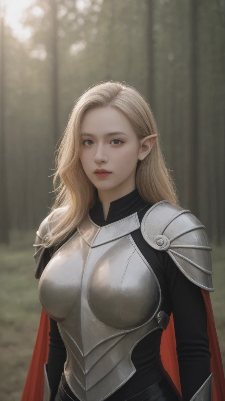 realistic,score_9, score_8_up, score_7_up,
upper body, a beautiful elf, Adriana Malkova, delicate filigrane Black armor, huge breasts, perfect body, blondes, length hair, outside, Skin texture, ultra high resolution, Nikon D850, Contre-Jour, rim light, bright sunlight, film grain, warm hue, warmer Ton,color photo, Fantasy, in a red dream world, red forest, in a red forest, amazing depth, red mood in background, shades of red, photography,sexy pose,