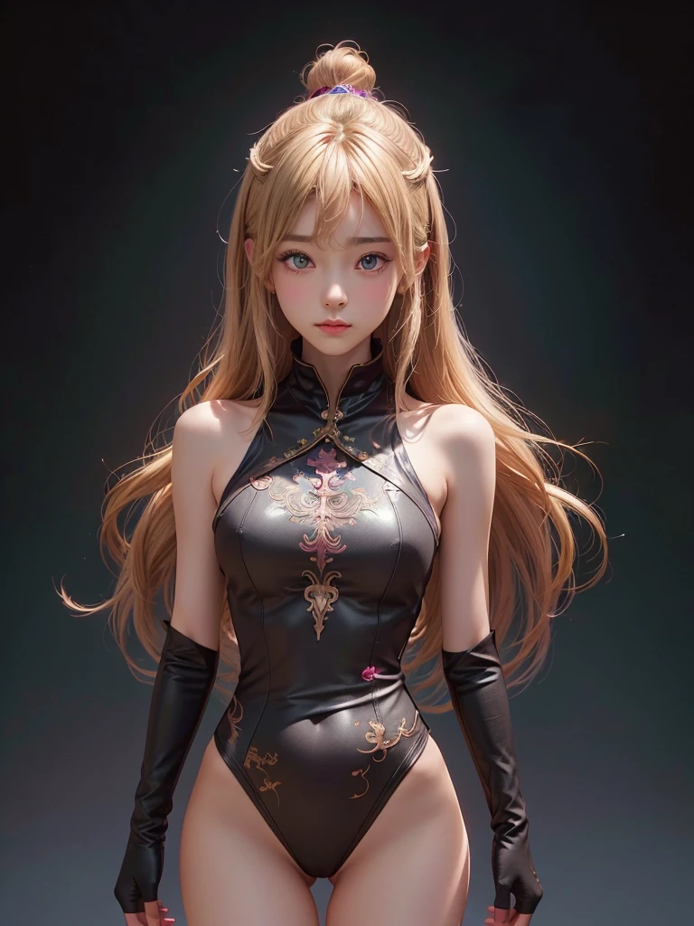 Polychrome,, night, dark, blonde, Show Viewer, In-person audience, Limited Edition Palette, Dragon Background, Shine,(Highly detailed CG Unity 8k wallpaper),(masterpiece), (Highest quality), (Vaporwave Style), (Super detailed), (Best illustrations),(Best Shadow),Perfect lighting , Perfect Anatomy , Vibrant colors、