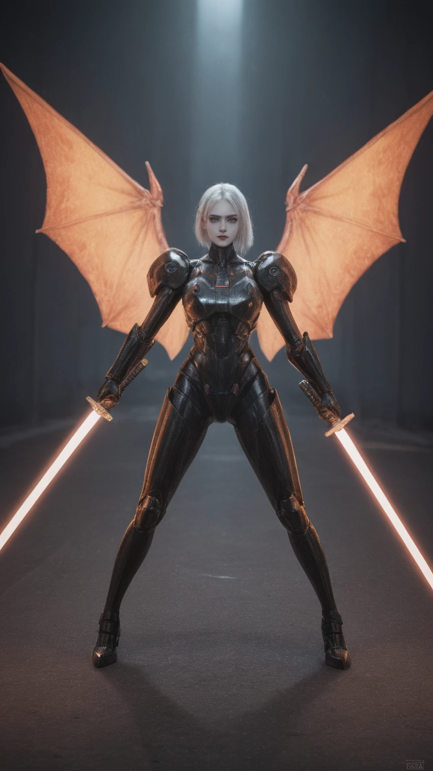realistic,score_9, score_8_up, score_7_up, 
 Cyberpunk helllady warrior in neon mecha armor, female swordsman holding a sword , solo, Luminescence’s light eyes, Devil’s  mechine Wings, wide-angle lens, biology, weird, creepy, nightmarish, light particles, Luminescence,the world on fire, post-apocalyptic hellscape,  Fighting pose