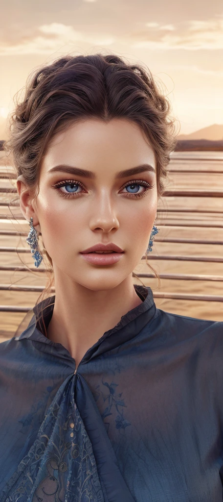 a tall woman with long, flowing, singing hair, curly hair, beautiful detailed eyes, beautiful detailed lips, extremely detailed face, long eyelashes, elegant expression, fantasy, beautiful detailed dress, fairy tale, cinematic lighting, highly detailed, masterpiece, photorealistic, vibrant colors, digital art
