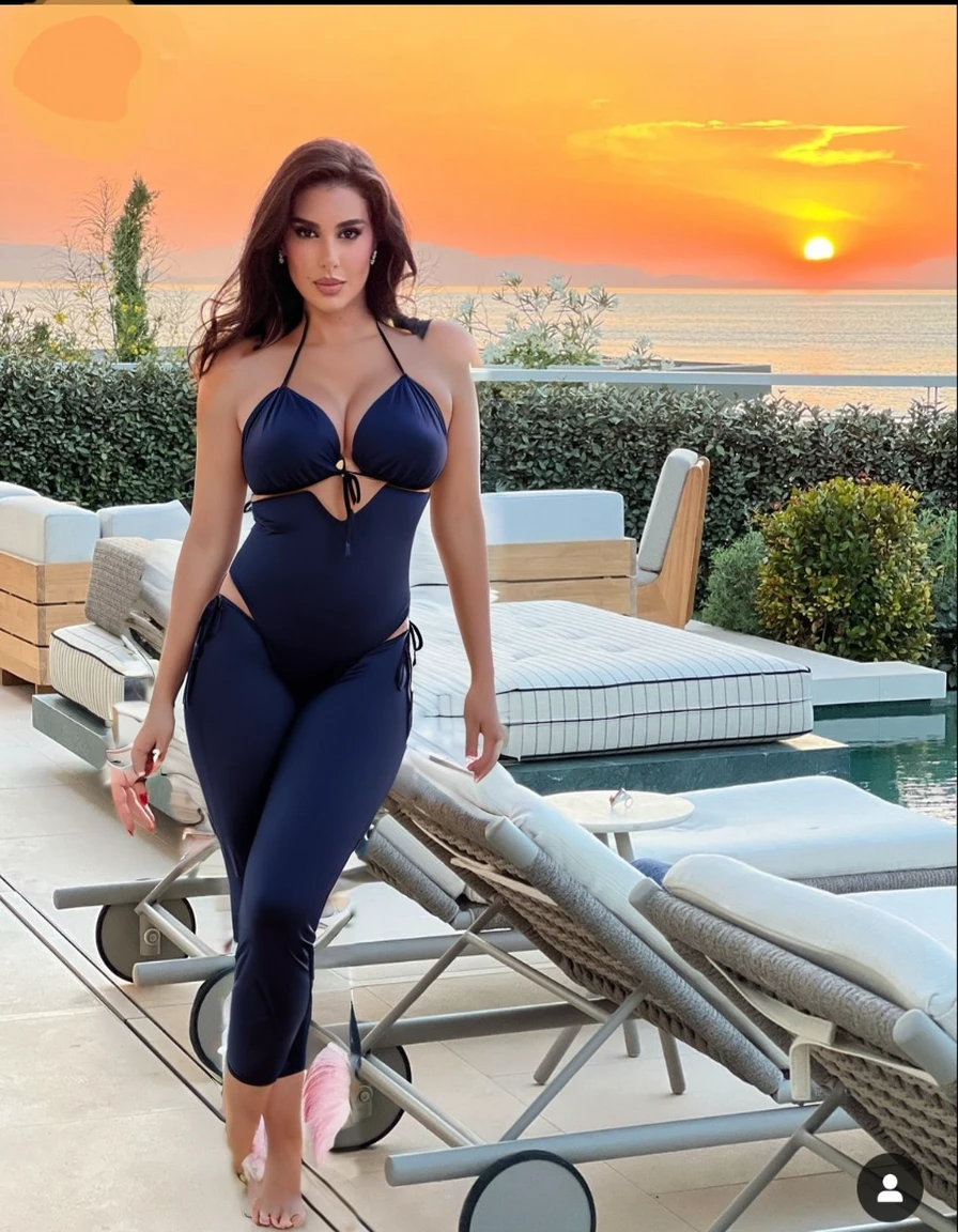 a woman (only Wearing white Bikini tops,bikini bottoms,String Only Micro Bikini,Very large breasts, :1.3)
no primeval clothes,No long pants