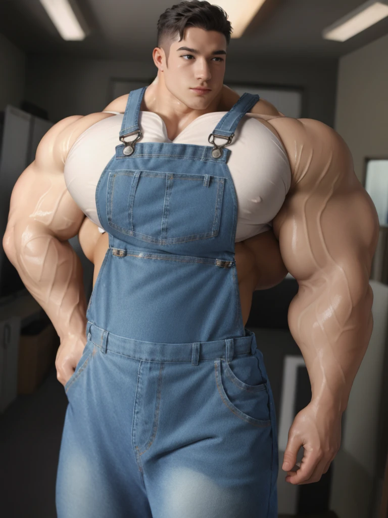 Bodybuilder, Wearing tight overalls