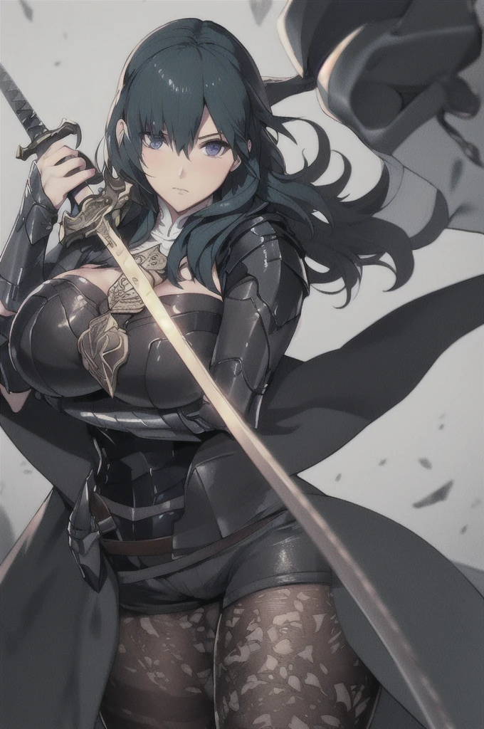 Chubby but midium breasts, (thick legs 1.5), masterpiece,best quality, unreal engine, ultra res, extremely detailed,
1girl, large breasts,  waist , (muscular:0.4) ,slender,
byleth,
armor, shorts, gauntlet, cape, pantyhose, floral print,
watching at viewer,
fealess face, fighting stance, (holding sword, long sword:1.2)
hews style CSR STYLE
ROUND BREASTS, medium  BREASTS