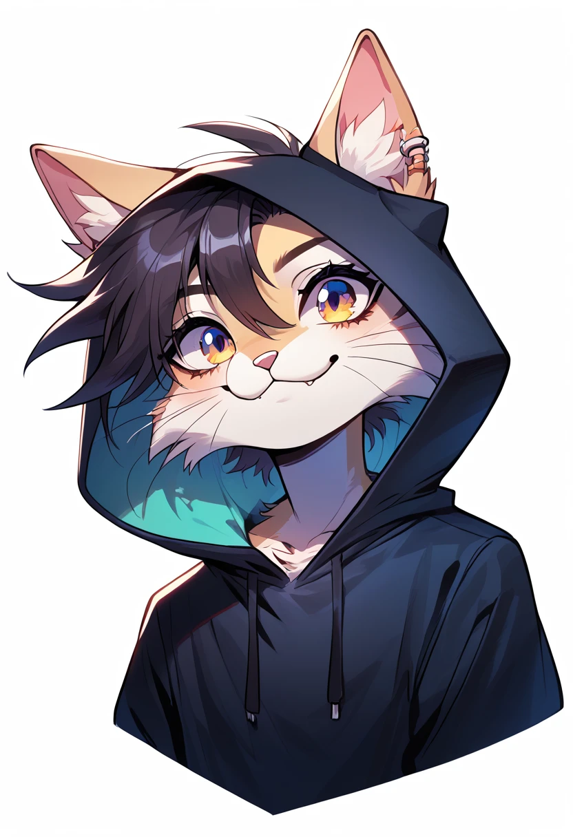 a close-up of a cartoon cat in a hoodie, pov furry art, esquisito voidpunk fursona, furry art!!!, furry art, unknown artstyle, fursona arte peluda commission, commission for high resolution, fursona art, arte anthropo, feminine furry mini cute style, furry character, commissioned art, furry mawshot art, furaffinity commission