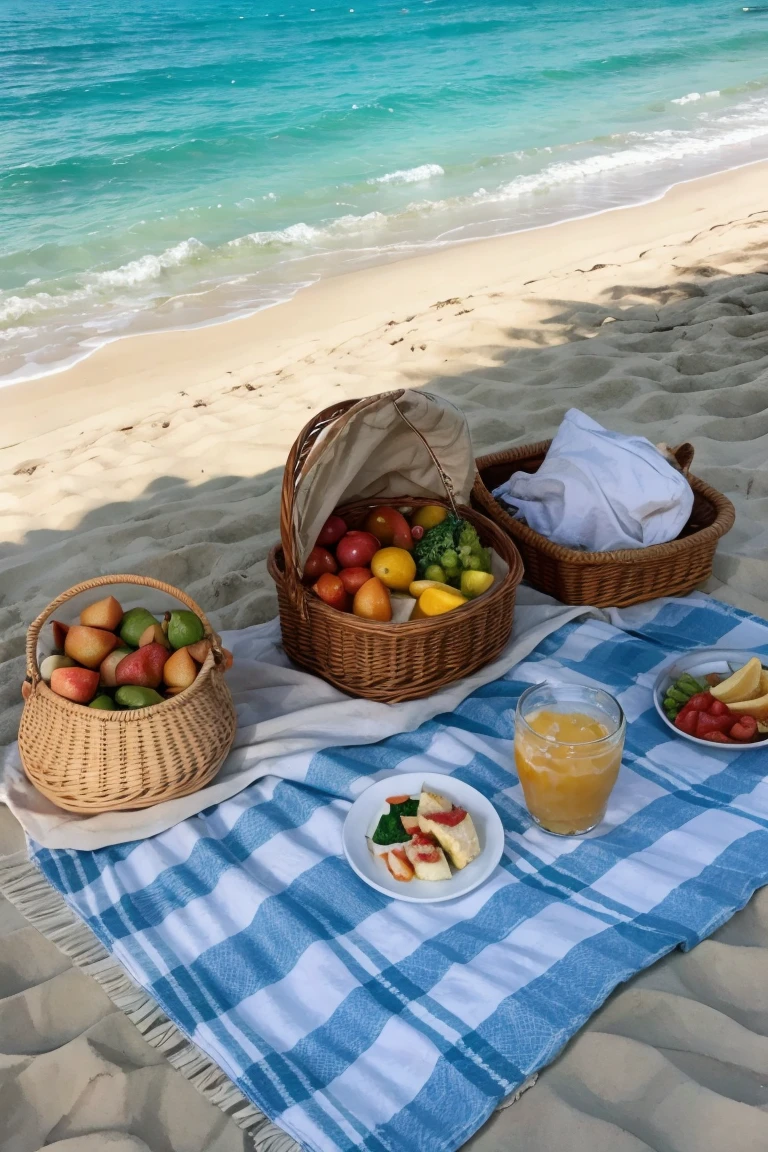 picnic blanket on beach