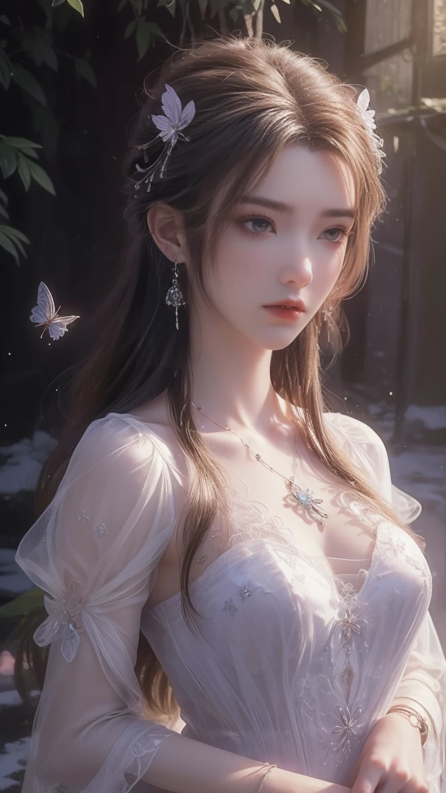 (masterpiece, best quality:1.2), illustration, absurdres, highres, extremely detailed, 1 girl, dy, depth of field,chromatic aberration abuse,pastel color, Depth of field,garden of the sun,shiny,flowers, garden, 1girl, butterfly style, butterflies, ultra detailed, glary,Light, light particles,glitter,reflect,Put one hand on your chest,C4D,3D,bright,outdoors,gifts,candys,More details,flower ocean,winter,snowflakes,splashing water,falling petals,beautiful and delicate water,((beautiful eyes)),very delicate light,perfect and delicate limbs,nature,painting,water spray,fine luminescence,very fine 8K CG wallpaper,Lavender eyes,pink pupils,whole body,bright eyes,(an extremely delicate and beautiful girl:1.4),big eyes,eye highlights,watery eyes,looking_at_viewer,outdoors,look at the screen