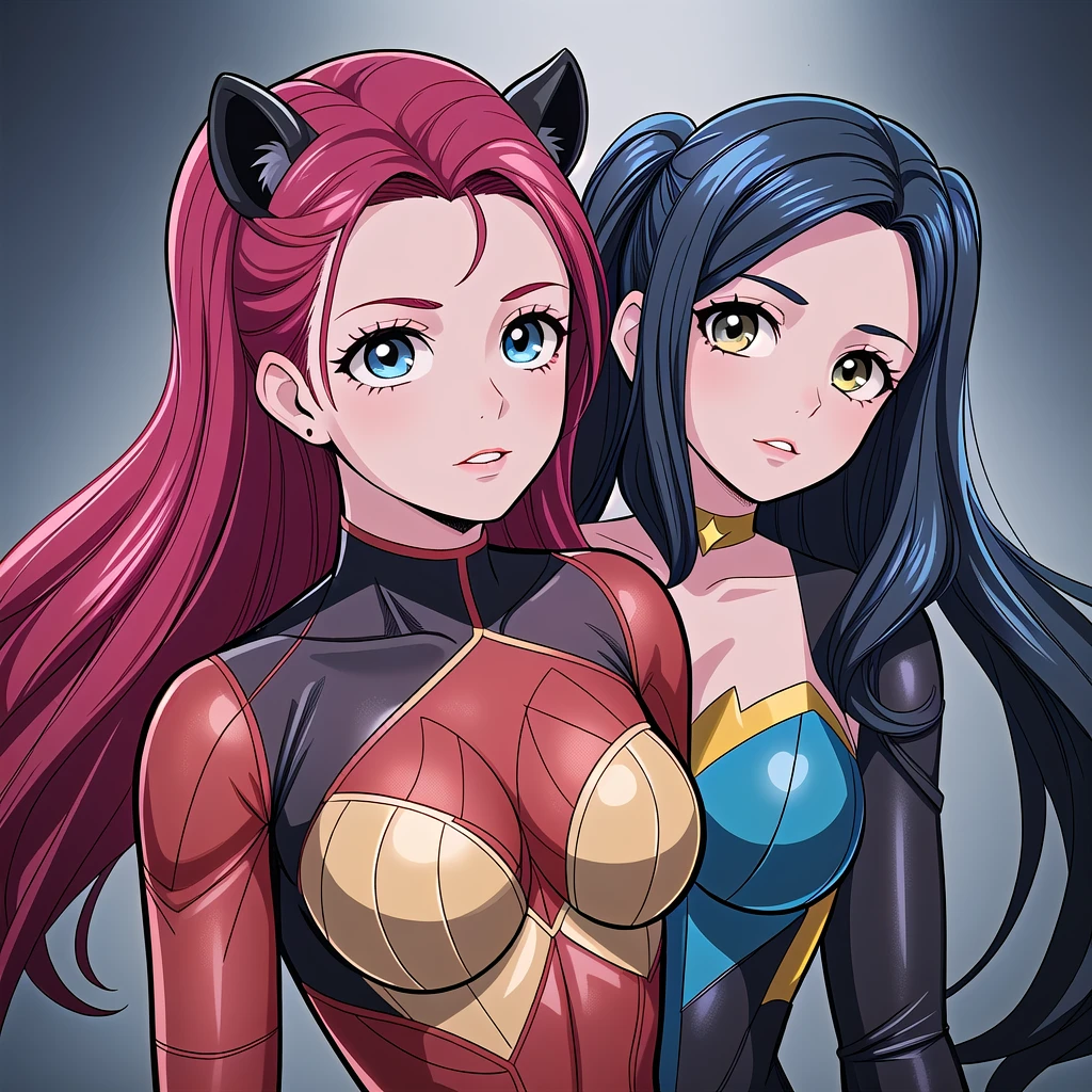 1girl, beautiful detailed eyes, beautiful detailed lips, extremely detailed face and features, long eyelashes, hyper-realistic, ultra-detailed, high quality, 8k, photorealistic, vibrant colors, dramatic lighting, superhero, DC comics, fusion of female superheroes, Harley Quinn, Cheetah, Catwoman, Poison Ivy, Talia al Ghul, Wonder Woman, Supergirl, Raven, Starfire, Blackfire, Zatanna, Batgirl, Copperhead, Huntress, Hawkgirl, Batwoman, Black Canary, Vixen, Enchantress, Killer Frost, Livewire, Shiva, Katana, Bumblebee, highly detailed skin, intricate costume design, dynamic pose, dramatic expression, cinematic composition
