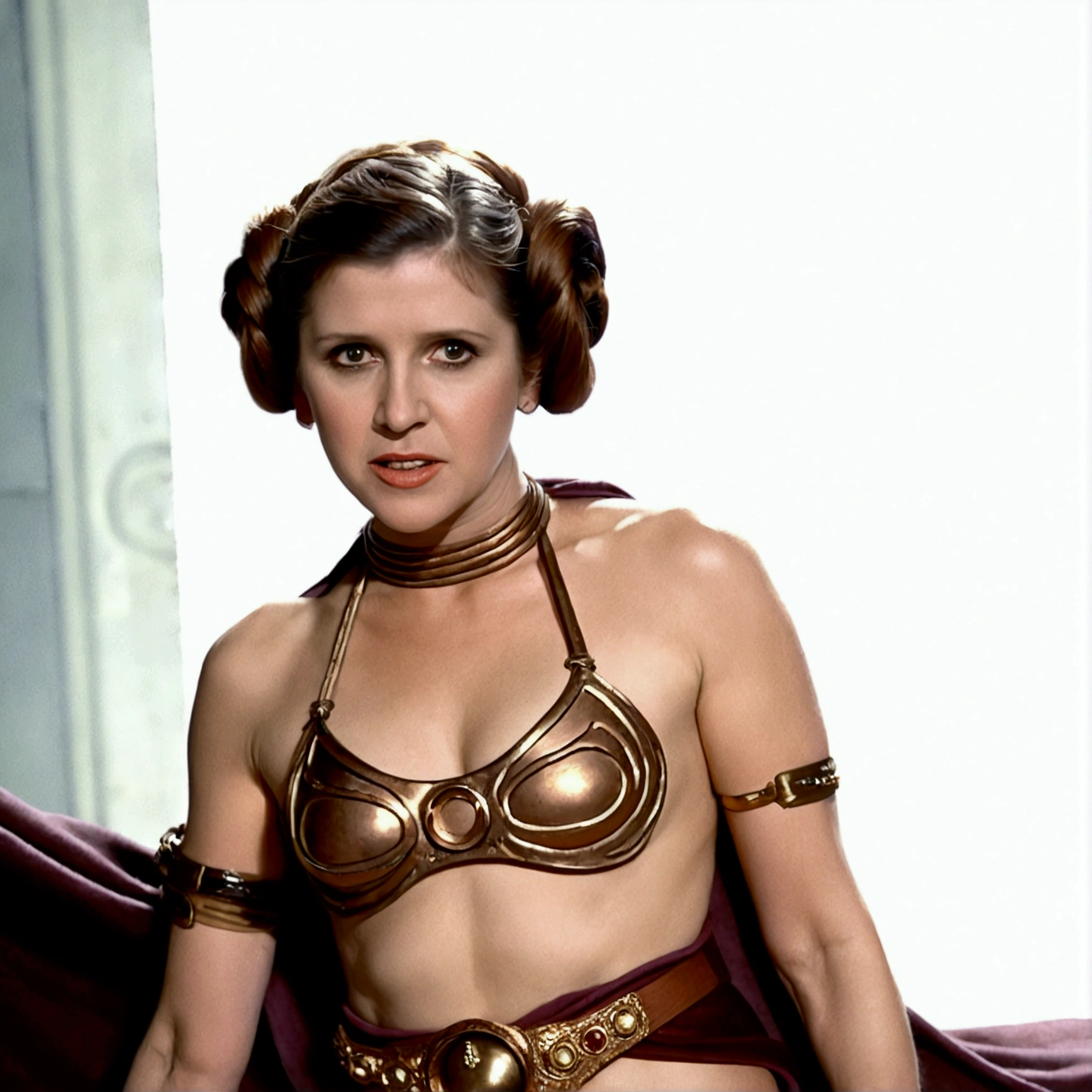 Carrie Fisher. PRINCESS LEIA SLAVE. starz wars. micro tanga. full body closeup, full length cinematic shot. sensual. sexy, Xxx, full body aircraft carrier bottom. hyper realism. 8k. Photography, hyper realism. k. Photography (Masterpiece, super detail, high detail, Best Quality, 8k, Starz wars movie lighting