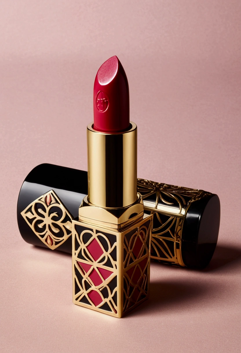Image of a lipstick,with the lid on the side
