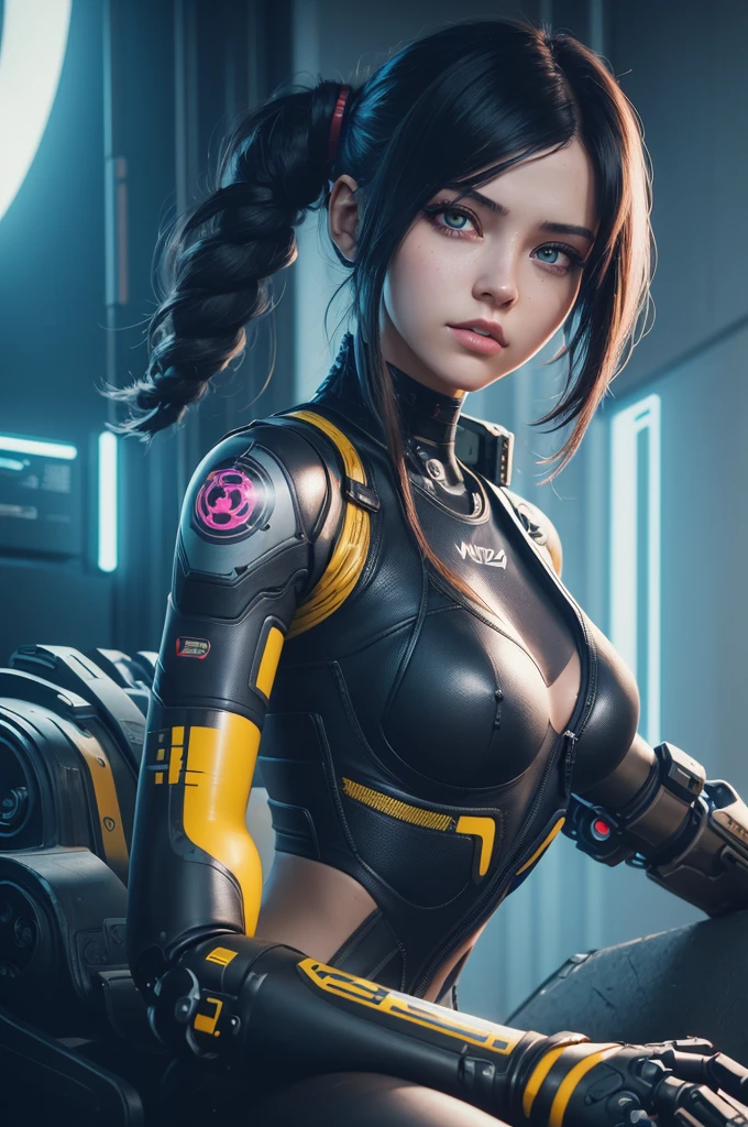 digital art drawing, illustration of (girl with metal robotic arms, cyberpunk 2077), anime drawing/art, bold linework, illustration, digital art, masterpiece, flat illustration, no shadows, 8k resolution, high detail, vector art, only anime, perfect eyes, perfect hands, sharpness, high clarity
