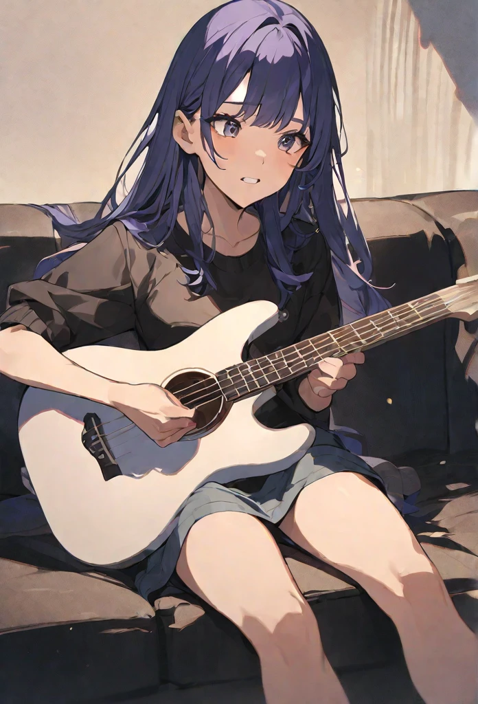 Sitting on the sofa playing