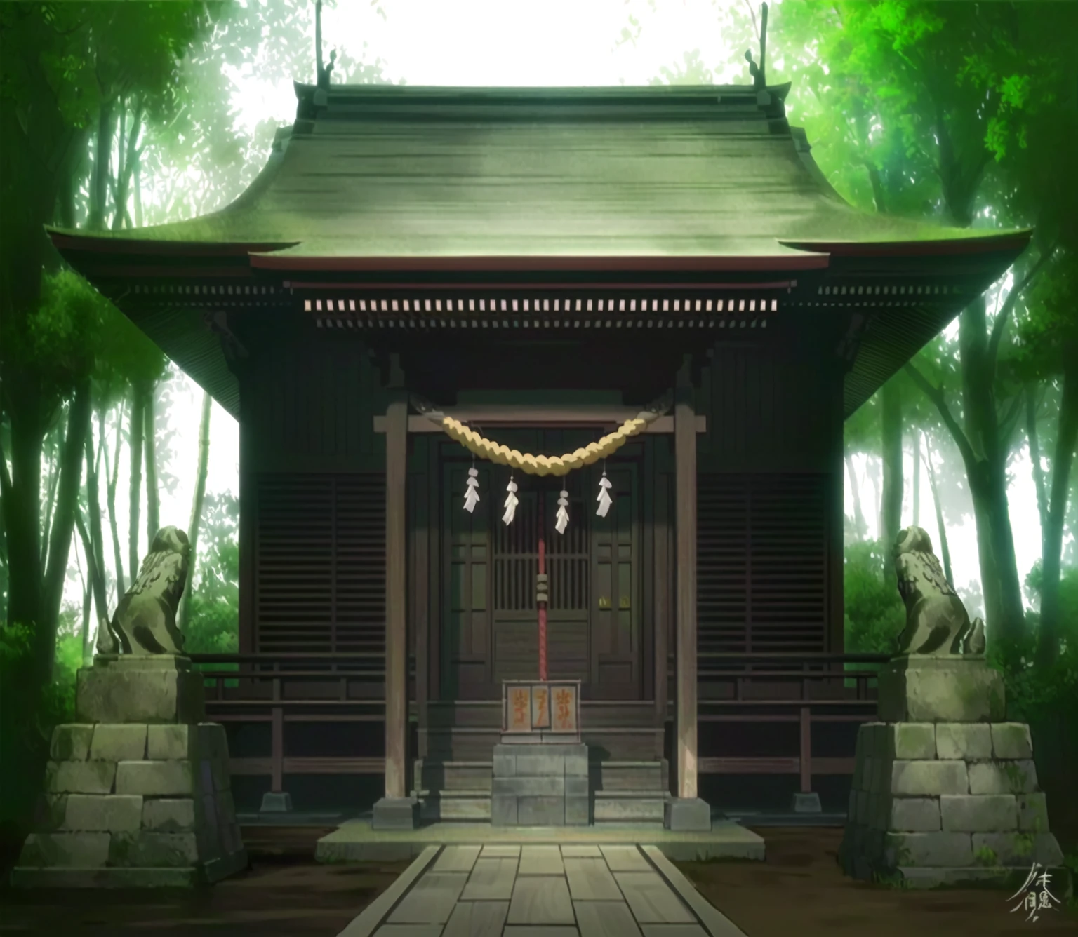There is a small building there,There are wooden doors and a stone walkway, zen temple background, temple background, background depicting a temple, shinto shrine, Anime Background Art, japanese temple, japanese shrine, Traditional Japanese concept art, Anime Landscape Concept Art, Inspired by Shirokuma Seiho, shrine, temple, mysterious temple setting, shrines