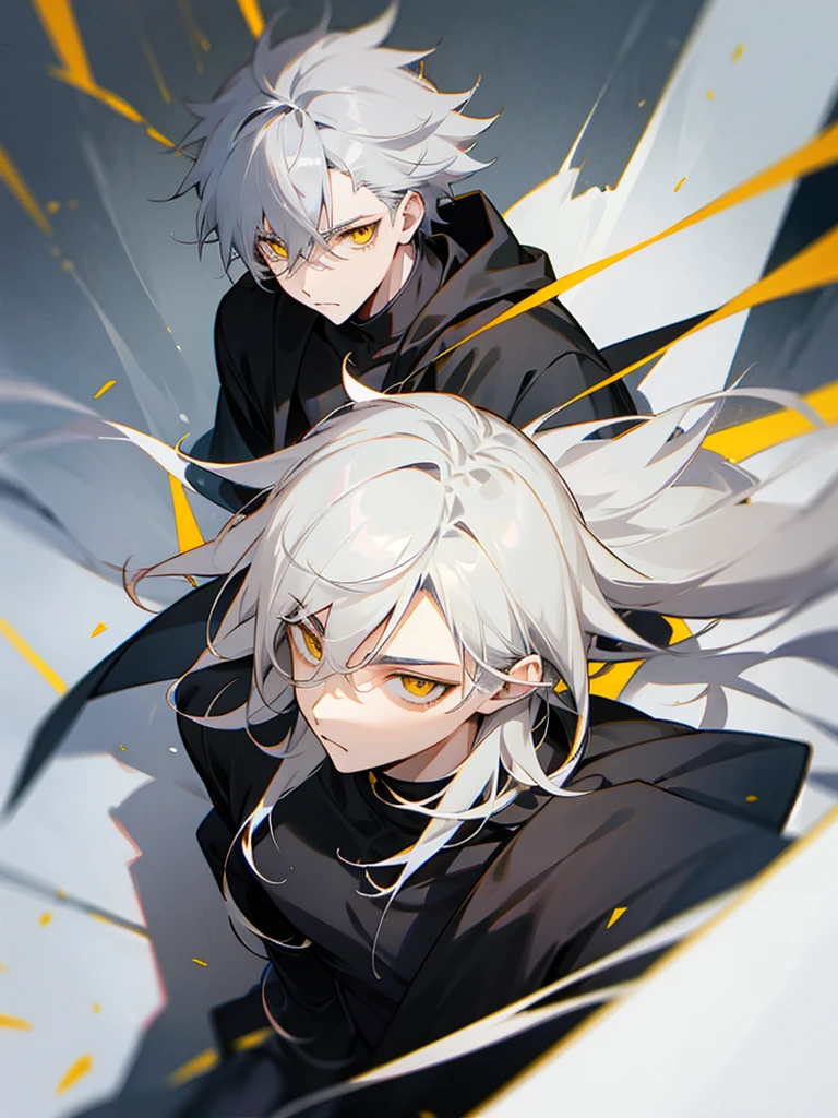 Male character with gray hair and yellow eyes and black clothes