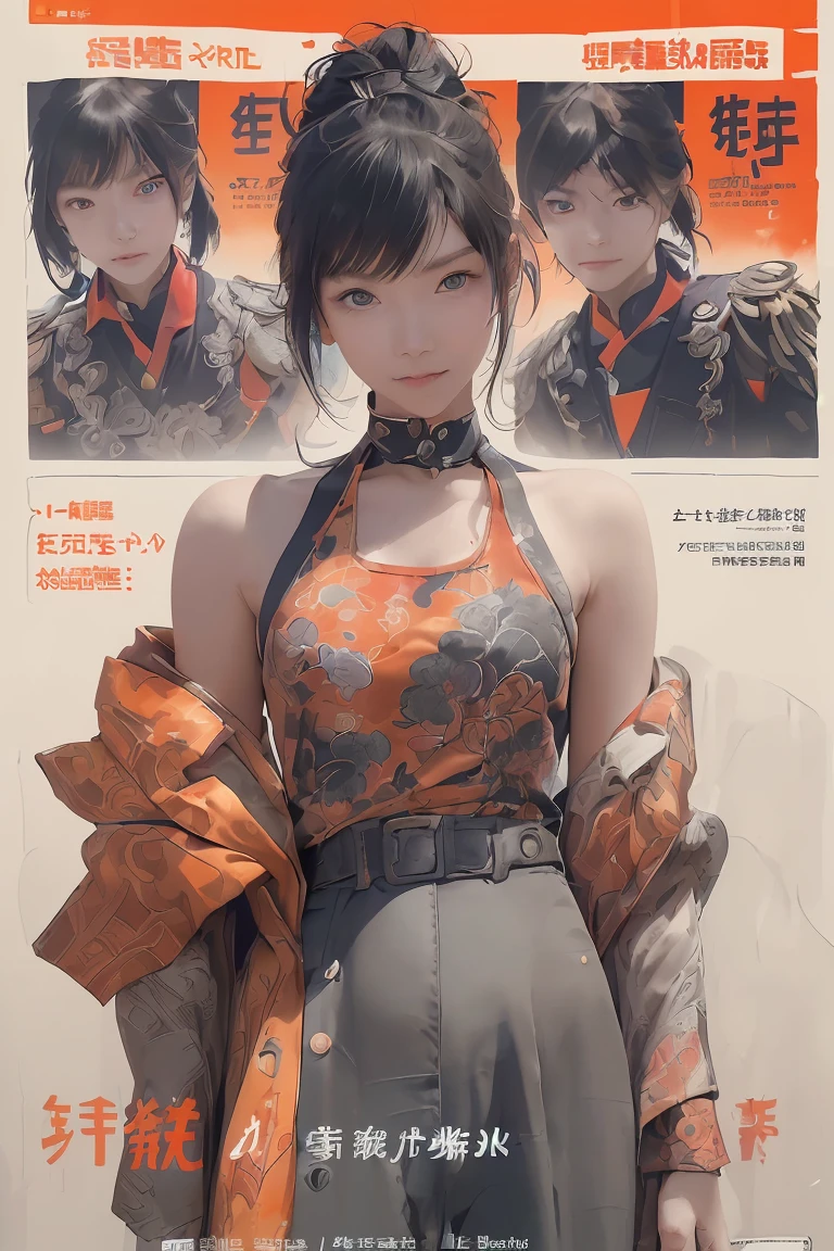 ((((Dramatic))), (((grittiness))), (((Intense))) The movie poster features a young woman as the central character。She stands confidently in the center of the poster，Wear Chinese warrior clothing，with a determined expression on her face。The background is dark and gritty，There is a sense of danger and a strong feeling。The text is bold and eye-catching，With catchy slogans，Adds to the overall drama and excitement，Dotted with bright colors，Make the poster dynamic and visually striking，tachi-e (Magazines:1.3), (Cover-style:1.3), Fashionab, woman, vibrant, Outfit, posing on a, Front,rich colourful，dyna，Background with，Chinese elements，self-assured，Expressing the，halter，statement，Attachment，A majestic，coil，Runt，Touching pubic area，Scenes，text，Cover of a，boldness，attention-grabbing，