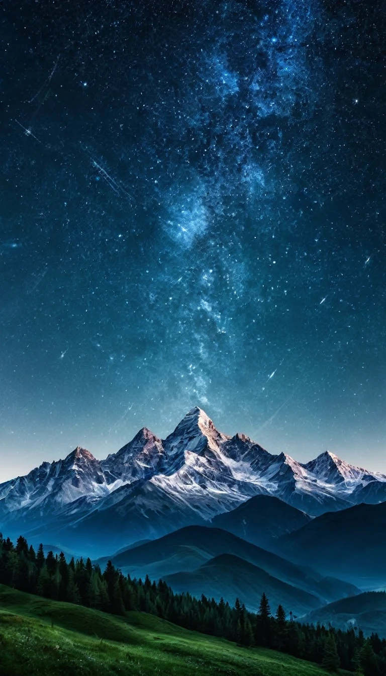 Create an image of mountains or starry skies 