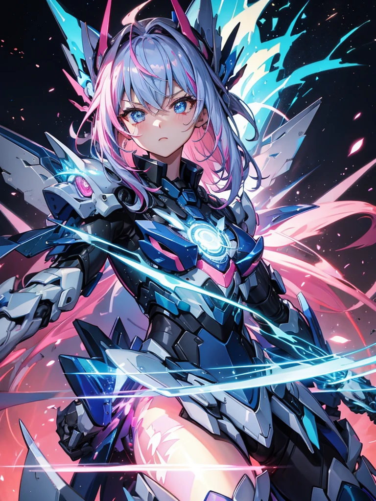 Blue and pink flames, Woman, 独奏, post explosion scenario.
