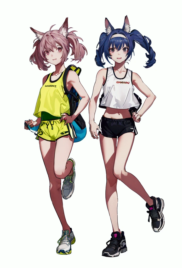 Create an illustration of a young kangaroo-human hybrid girl with a cute appearance. She wears a sporty outfit, including a tank top and shorts, and her clothing features pouches reminiscent of a kangaroo’s. The background is set in a boxing ring or a training gym, emphasizing her athletic nature, and incorporates fractal art elements with a colorful and pop aesthetic.
Her accessories include boxing gloves, showcasing her strength and athleticism. She is depicted in a dynamic pose, either mid-jump or mid-kick, highlighting her agility. Her expression is slightly worried or determined, reflecting her nervous yet lovable personality.
Additional features include soft, short hair that complements her cute and athletic look, slightly elongated ears blending human and kangaroo traits, and a tail visible behind her, perhaps slightly curled or in motion to show her alertness.