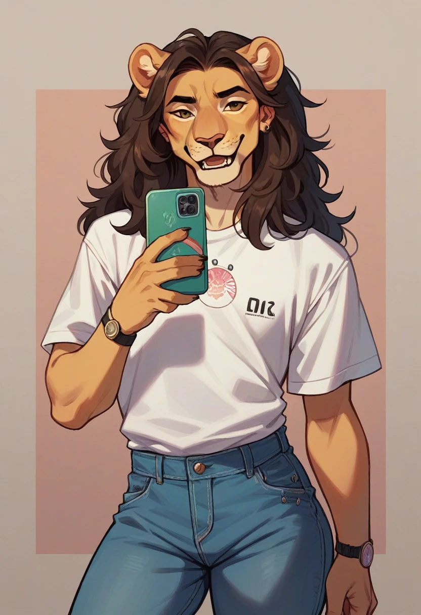 please create an image of a lion dressed as a muslim promoting a no to cyberbullying campaign on tiktok