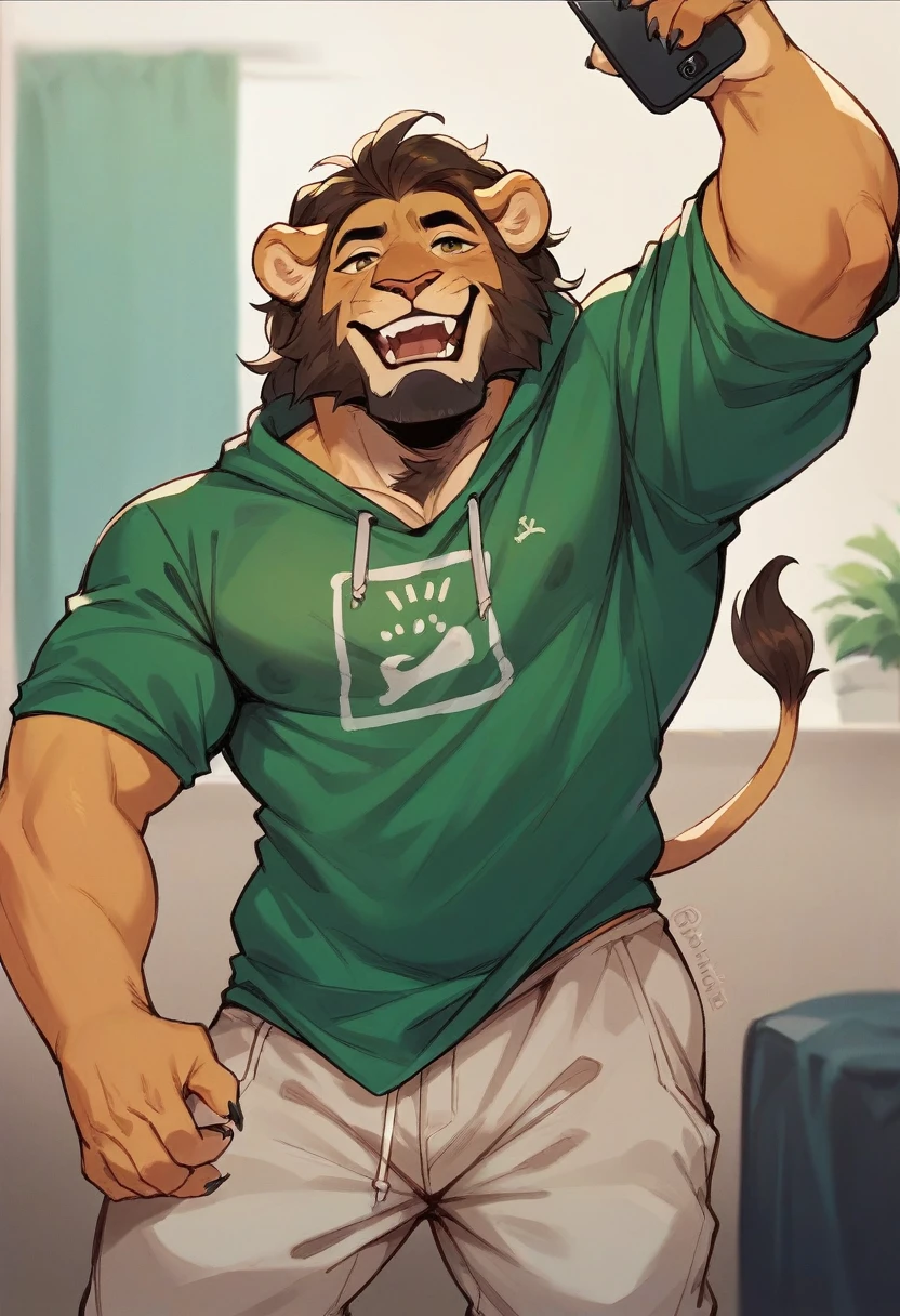 a lion dressed as a muslim promoting a campaign against cyberbullying on tiktok 