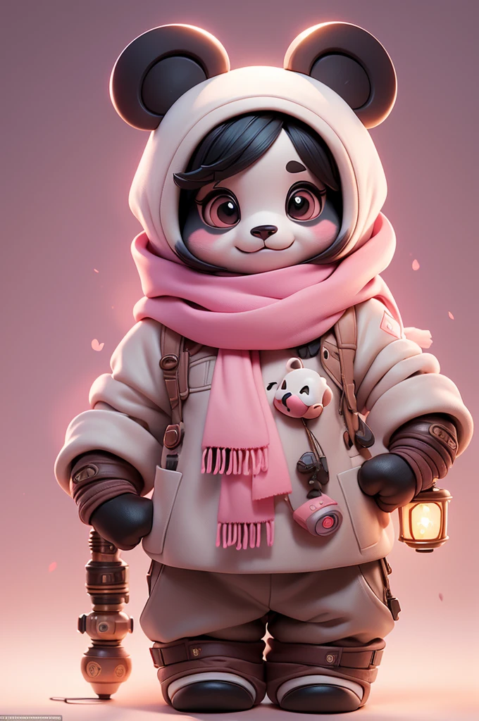 A panda wearing (long:1.2) pink (scarf:1.3), Beetles with arms and heads, (Hidden Shot:1.17), epic realistic, fade, ((Neutral colors)), Art, (Human Development Report:1.5), (Soft colors:1.2), Ultra Detailed, (Artstation:1.5), Movie, Warm lamps, Dramatic lighting, (Intricate details:1.1), Complex background, (Rutkowski:0.8), (Cyan and Orange:0.4)