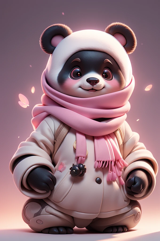 A panda wearing (long:1.2) pink (scarf:1.3), Beetles with arms and heads, (Hidden Shot:1.17), epic realistic, fade, ((Neutral colors)), Art, (Human Development Report:1.5), (Soft colors:1.2), Ultra Detailed, (Artstation:1.5), Movie, Warm lamps, Dramatic lighting, (Intricate details:1.1), Complex background, (Rutkowski:0.8), (Cyan and Orange:0.4)