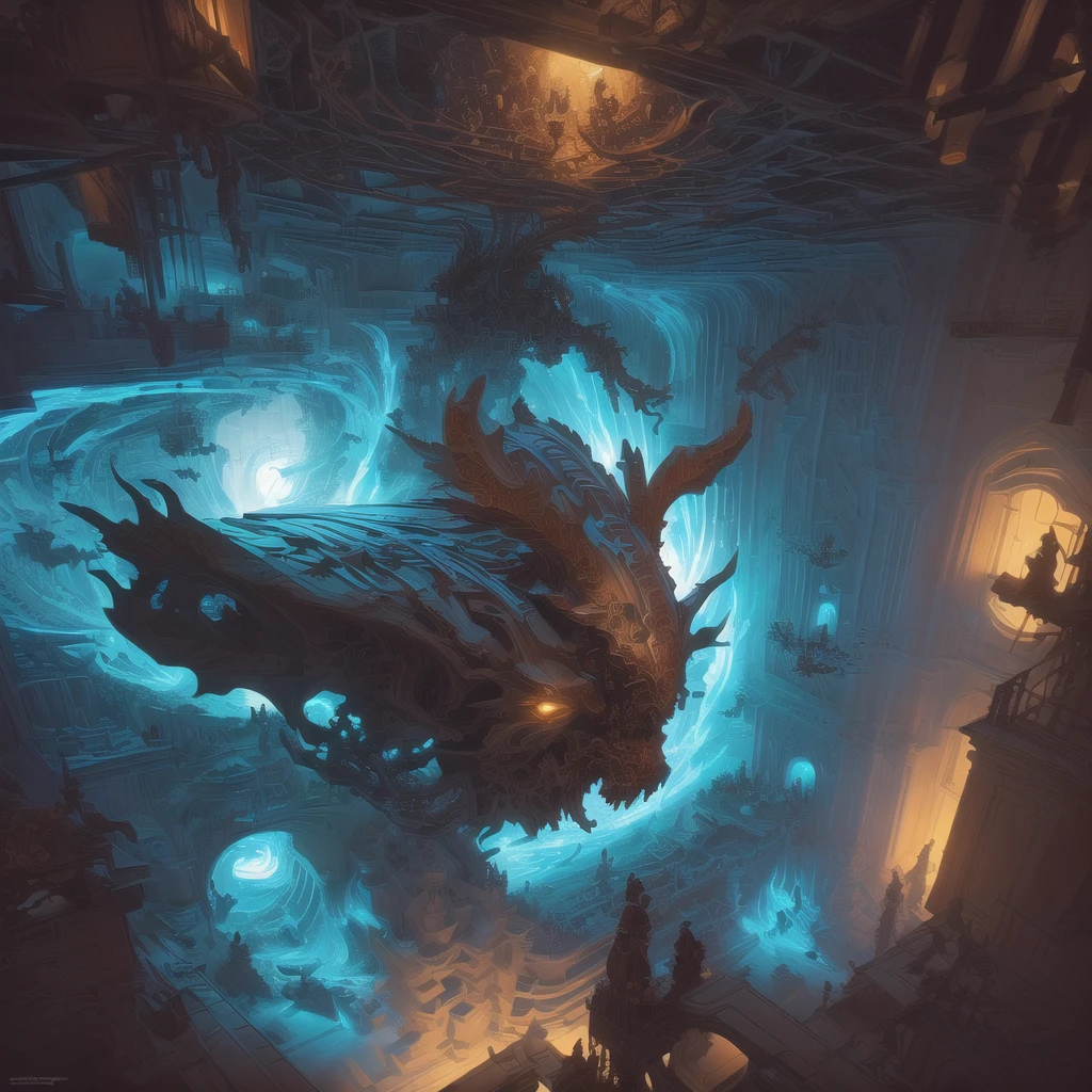 masterpiece, best quality, (extremely detailed CG unity 8k wallpaper), (best quality), (best illustration), (best shadow), absurdres, realistic lighting, (Abyss), beautiful detailed glow, art by PeterMohrBacher,