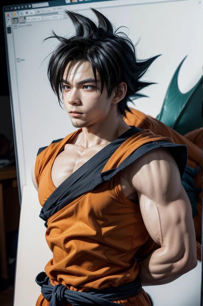goku from dragonbal in interactive drawing mode