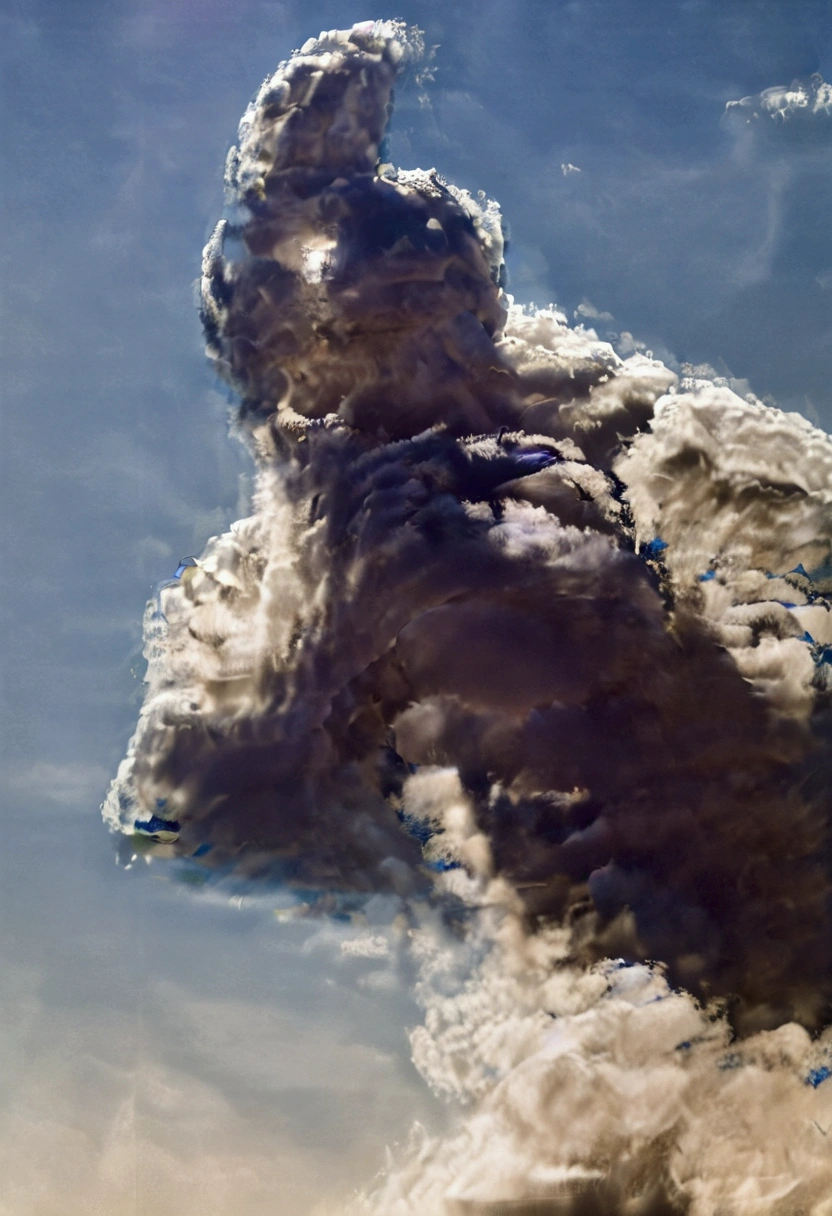 a photo of a cloud that looks like mandalorian, detailed