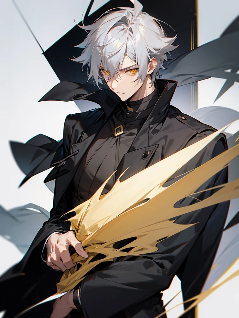 Male character with gray hair and yellow eyes and black clothes