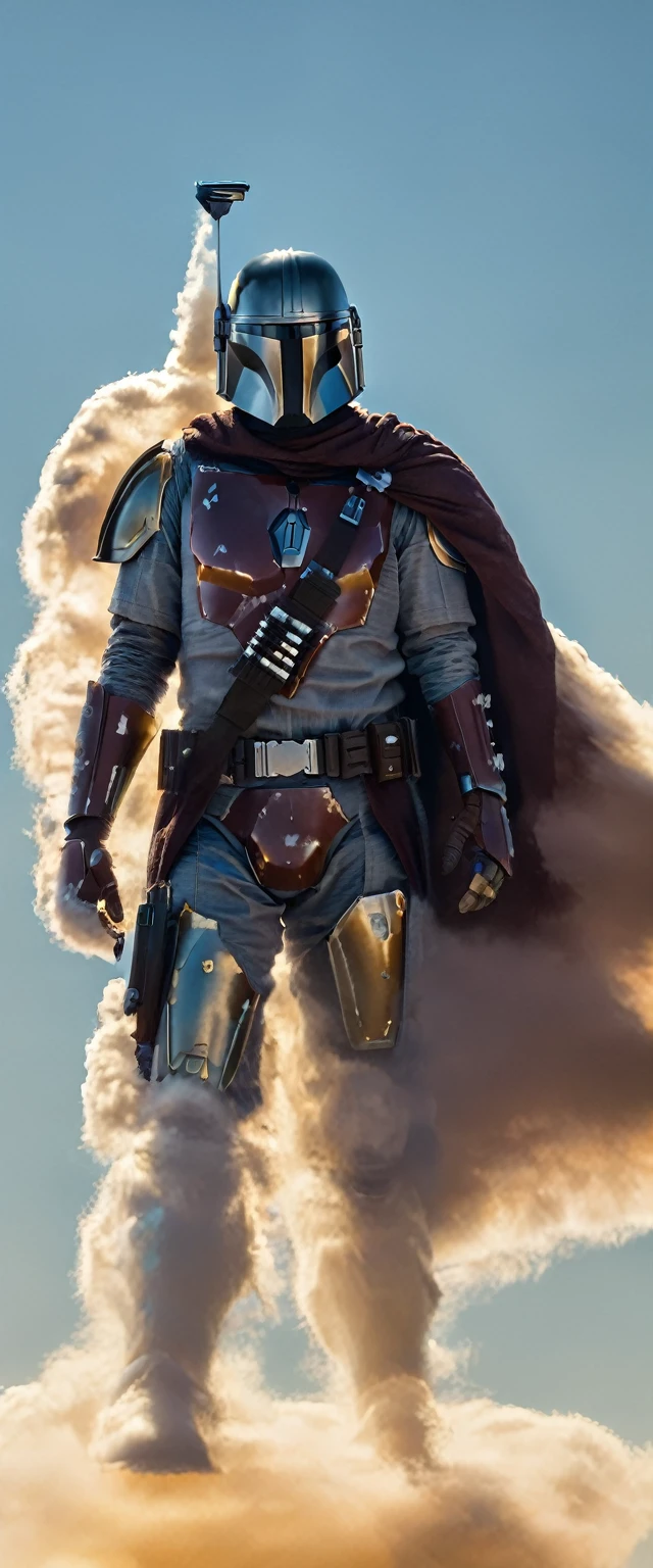 a photo of a cloud that looks like Mandalorian, detailded