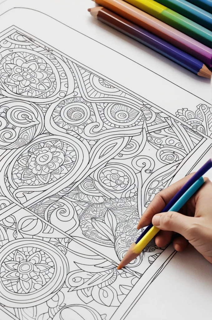 A  tracing a coloring book with crayons.