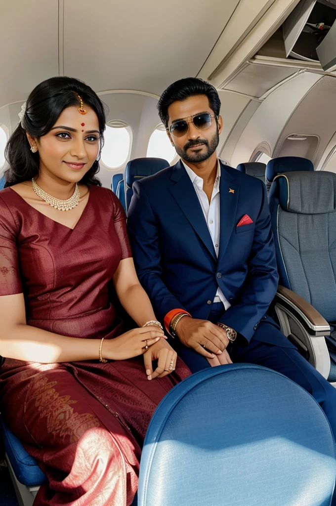 A man sitting on a plane. Plane flying over a marriage function
