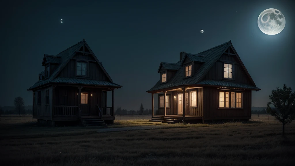 (best qualityer) a night house with a horror vibe ( without trees and moon )