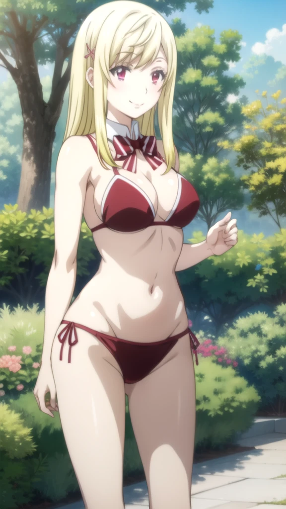 Chica anime in a bikini posing in a garden with flowers, seductive Chica anime, Rias Gremory, oppai, hermosa y seductora mujer anime, Mejor Chica Animé, , attractive Chica anime, hermosa seductora anime adolescente, (Chica anime), beautiful Chica anime, ecchi, diosa del anime, pretty Chica anime, estilo anime ecchi, hermosa mujer anime Chica anime, pretty Chica anime (anime girl) Yamada mocking smile_yellow, 1chica , by rubio, alone, wide, hair ornament, , smile, bow, red eyes my dress darling anime, beautiful seductress anime anime