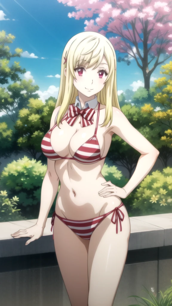 Chica anime in a bikini posing in a garden with flowers, seductive Chica anime, Rias Gremory, oppai, hermosa y seductora mujer anime, Mejor Chica Animé, , attractive Chica anime, hermosa seductora anime adolescente, (Chica anime), beautiful Chica anime, ecchi, diosa del anime, pretty Chica anime, estilo anime ecchi, hermosa mujer anime Chica anime, pretty Chica anime  (anime girl) Yamada mocking smile_yellow, 1chica , by rubio, alone, wide, hair ornament, , smile, bow, red eyes my dress darling anime, beautiful seductress anime anime