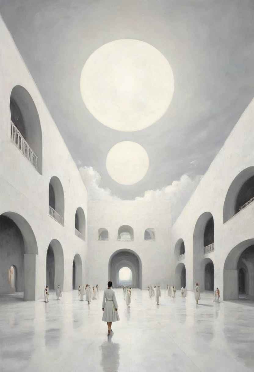 (((white theme))), white space, large open space, ((surrealism, psychedelic))