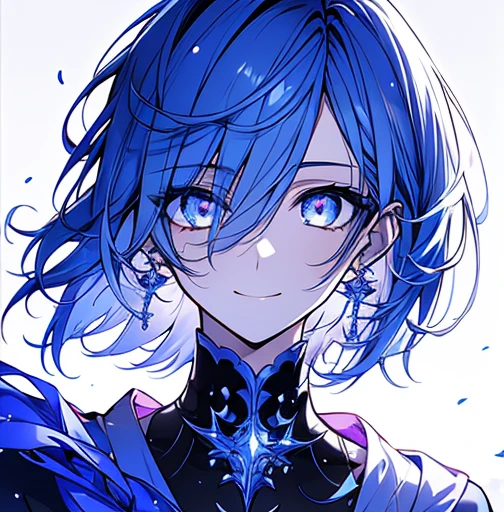 male,alone,ghost,short hair,Visual Kei, unity 8k wallpaper, Super detailed, beautiful and aesthetic, beautiful, masterpiece, Highest quality,, Earrings, Close your eyes and smile, Monochrome, ,