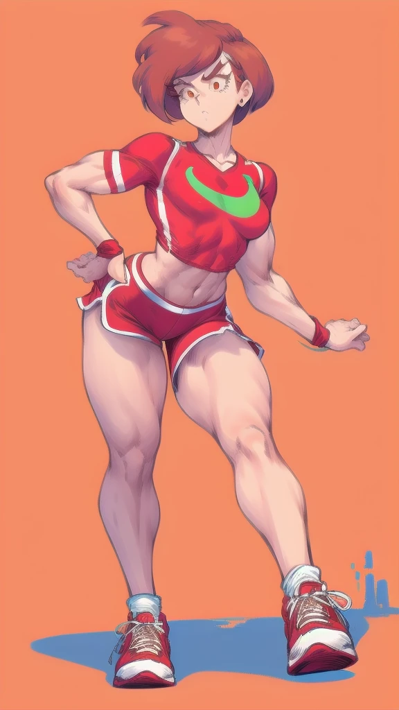 full body in image, full naked woman, naked body, (feet on image), simple hair, female naked body, curvy body, large hips, beautiful woman, thicc body, big thighs, voluptuous body, full thick body, dinamic pose, curve body. detalied pose, body, simple background, expressive face, focus on face, line art, sketch, Full body image of Sakura Haruno from Naruto Shippuden, full body in image, wearing her original outfit (red qipao dress with white circular designs, black gloves, black shorts, and ninja sandals), short pink hair, female body, athletic and slender body, dynamic pose, detailed pose, simple background, expressive face showing determination, focus on face, line art, sketch