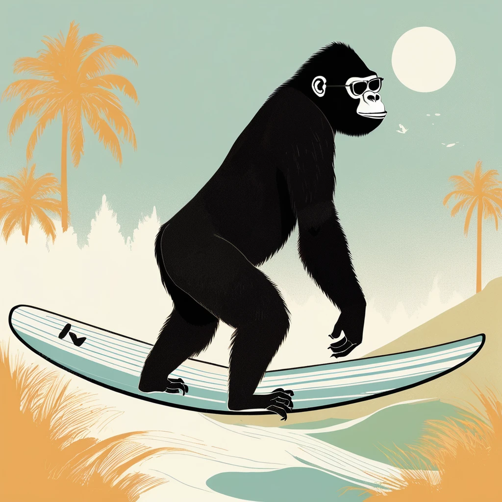 gorilla-like , sweet,art by Sophie Roach , art by Jon Klassen , art by Michael Cho , art by Sophie Roach、sunglasses,surfing,city