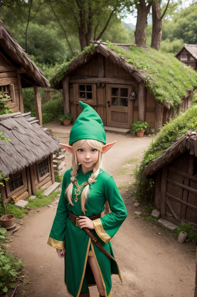 Cute elf in an elf village