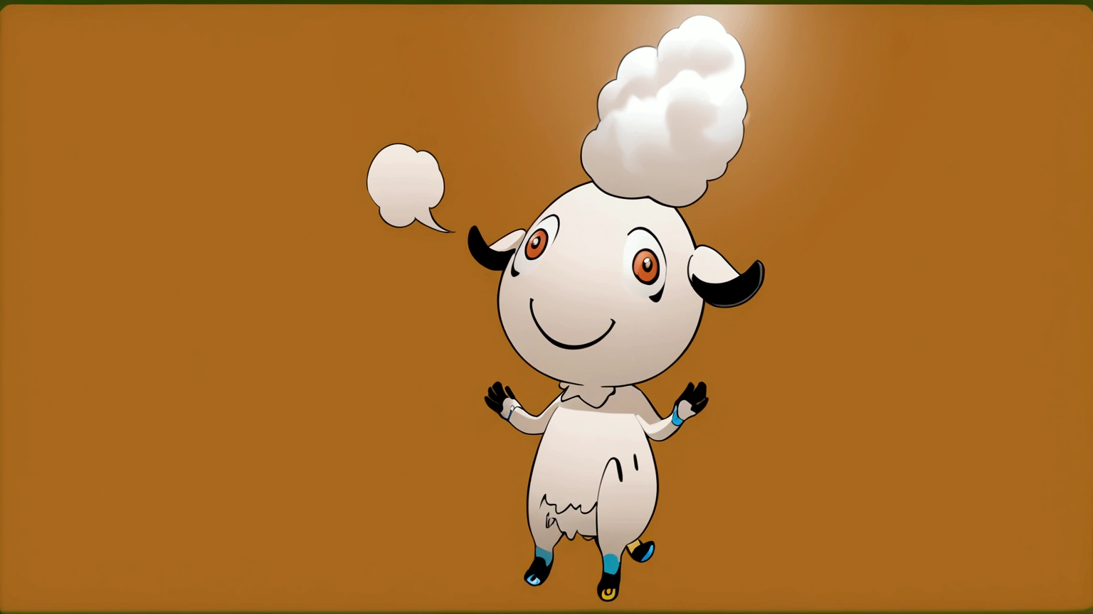 a cartoon wizard lamb is wizarding, laughing, he is on the air, there is nothing and nobody in the scene except the lamb.