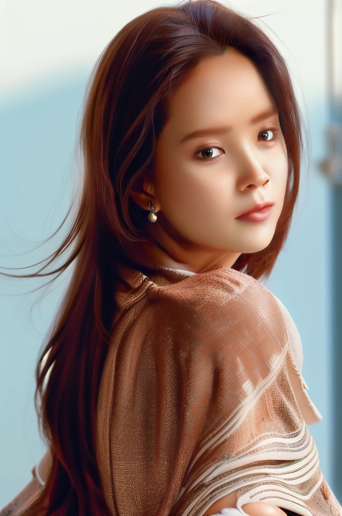 RAW photo, natural makeup, best quality, ultra high res, (photorealistic:1.4), masterpiece, Kodak portra 400, film grain, black long hair, (looking at viewer), soft shadow, light bokeh,  jihyo,