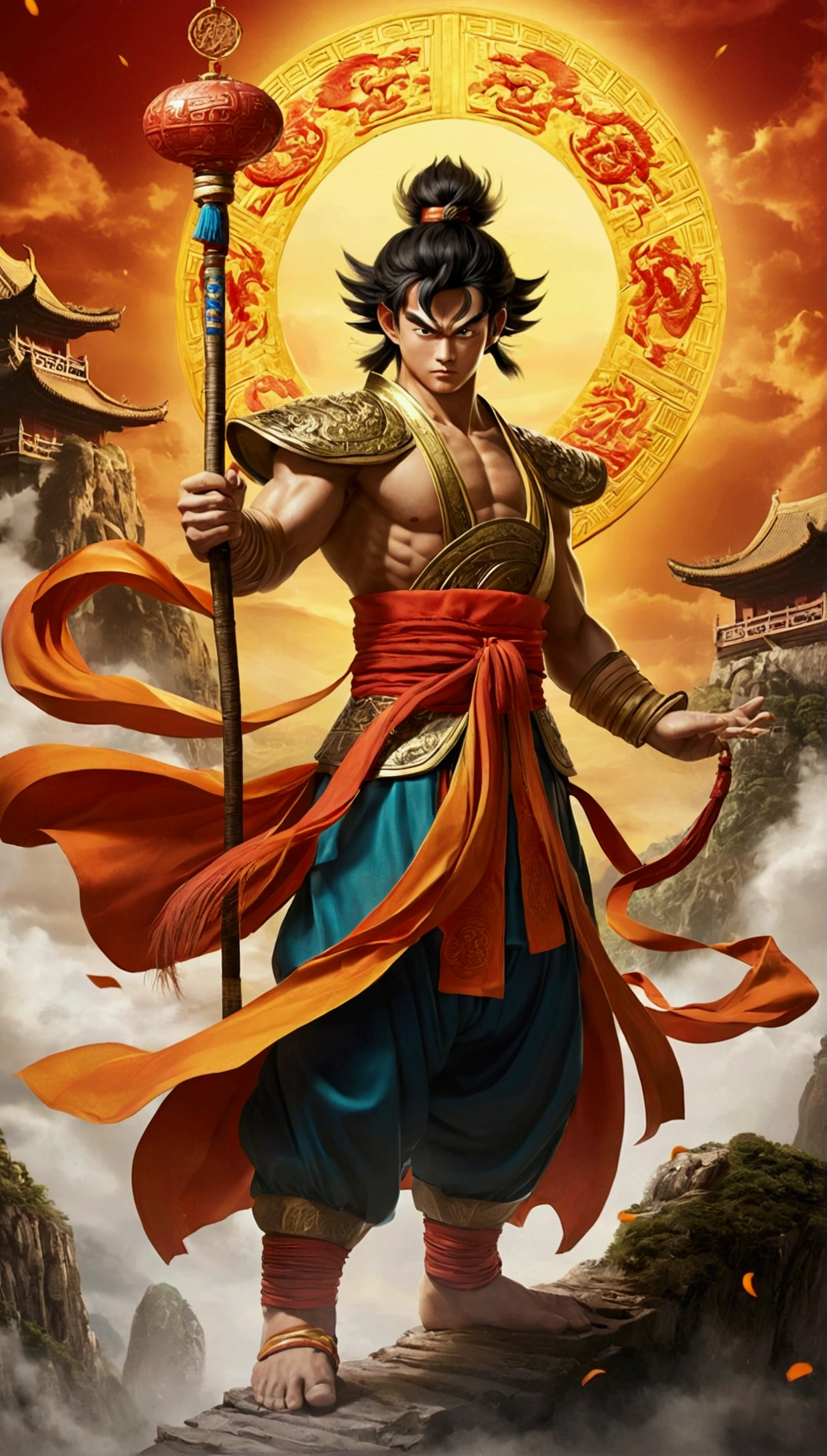 son goku（Also known as Qi Tian Dashen、Sun Walkeght over Buddha），It is a classical Chinese novel of gods and demons《Journey》One of the main characters in （It is said to be written by Wu Chengen）。It was born from the fairy stone that was born from the opening of the heavens and the earth，The birthplace is located on Huaguo Mountain in Higashikatsu Jinzhou，He is revered as the "Monkey King" for leading the monkeys into the water curtain cave。 [61] In order to learn art, he crossed the sea to worship Grandmaster Yusu Bodhi，Named Sun Wukong， [63] Learn the tricks of the Great Heavenly Immortals、The number of hells is seventy-two changes [285] 、Superb spells such as Douyun。 [-66]
The Monkey King did not get a weapon，Obtain the Ruyi Golden Hoop Rod at the East Sea Dragon Palace， [70] After making a big fuss, the book of life and death was removed， [3] Shocked the heavens and was summoned by the Jade Emperor，Sealed as Bow Ma Win。 [75] After learning of his humble position, he returned to Huaguo Mountain angrily， [76] and defeated the crusade of King Li Tianwang and the Third Prince Nezha， [78] Forced the Jade Emperor to make him a Qi Tian Great Sage，And there is a mansion in the Tiangong，He was ordered to manage the peach orchard。 [79] Because of the disturbance of the queen mother's peach extravaganza、Steal and eat Taishang Laojun's golden pill， [81] Smelted into the body of gold and steel， [] Later, in the gossip furnace of Taishang Laojun, his eyes were smoked into golden eyes of fire。 [90] After that, there was a big disturbance in the Heavenly Palace，100,000 heavenly soldiers and heavenly generals、Four Heavenly Kings、The twenty-eight stars could not defeat it， [91] Later, he lost a bet with Buddha Rulai，He was pressed under the Five Elements Mountain turned into five fingers by Rulai for more than 500 years, and repented。 [93] It was later dotted by Guanyin，Rescued by Tang Monk，Law Number Walker，Protect the Tang monk Xitian from the sutras， [95] Descend demons and exor