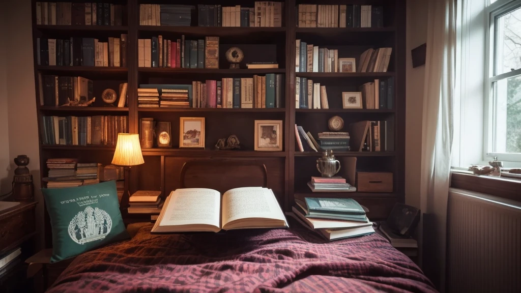 there is a laptop computer sitting on a bed with books and a candle, a picture by Anna Haifisch, tumblr, analytical art, studyng in bedroom, light academia aesthetic, story telling aesthetic, cozy aesthetic, flatlay book collection, books messy about the room, studying, trying to study, dark academia aesthetic, vintage aesthetic, textbooks and books