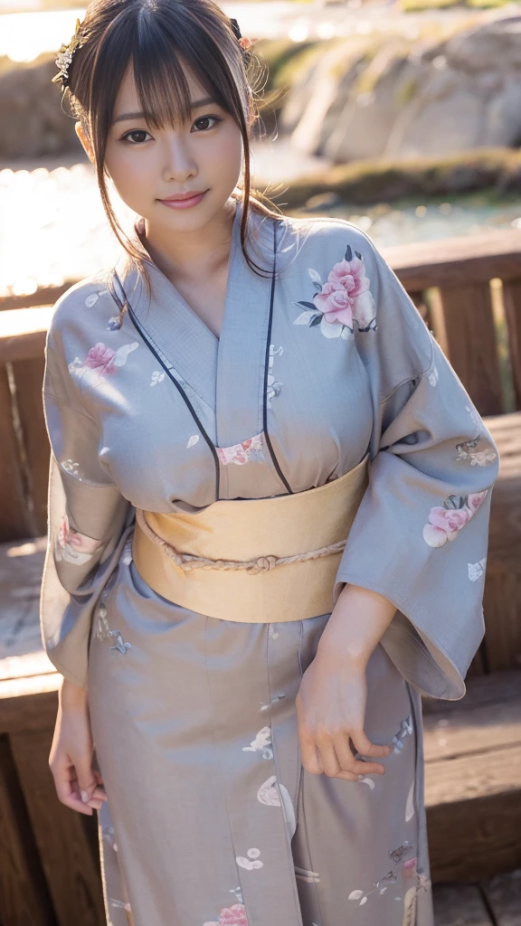 masterpiece, best quality, ultra quality, high quality, realistic, photo realistic, warm lighting,natural lighting,cinematic lighting,RAW photo, hyper detailed, intricate detailed, perfect anatomy, Fujifilm XT3,(cowboy shot),1 woman, Japanese beautiful woman,babyface,black long straight hair,
(yukata,japanese clothes,obi, sash, floral print, obijime),(large breasts:1.2),(slender body:1.2),sweaty, closed mouth, tan skin,sunburn tanline,smile,black eyes,looking at viewer,(beach),(sunset),